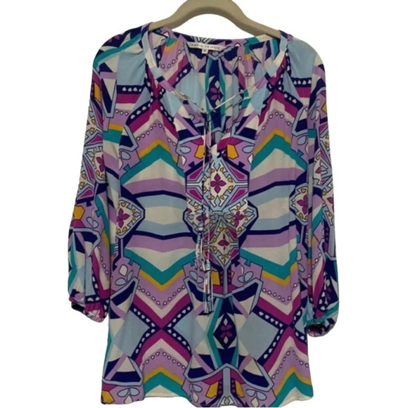 Annie Griffin Multicolor Silk Blouse Size M - Picture 2 of 8